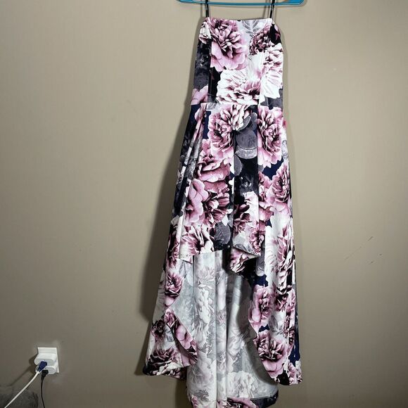 Speechless Rose Fuchsia Gray Removable Strap Hi Lo Hem Dress Gown NWT Size 15 - Picture 2 of 9